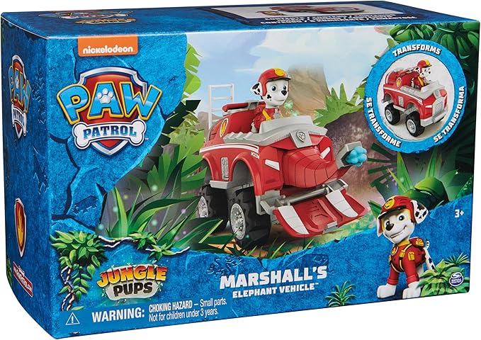 Paw Patrol Jungle Pups, Marshall Elephant Vehicle, Toy Truck with Collectible Action Figure, Kids Toys for Boys & Girls Ages 3 and Up