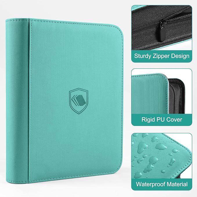 Toploader Binder, Holds 360 Toploaders, 100 Toploaders INCLUDED, 9-Pocket PU Cover Top Loader Binder for 3" x 4" Rigid Toploader, Ringless Double-Sided Toploader Card Binder for TCG, Sport Cards