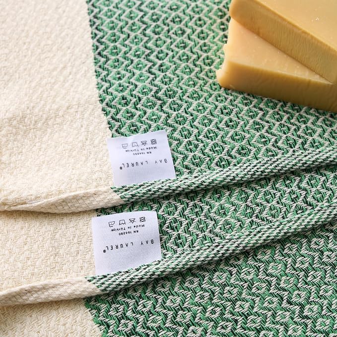 BAY LAUREL Turkish Hand Towel – Pack of 2 | Soft & Absorbent Decorative Towels for Bathroom, Hand, Face, Hair, Gym, Yoga, SPA, Kitchen & Tea | Boho Decor (Army Green, Diamond 15x26 Inches (Set of 2)