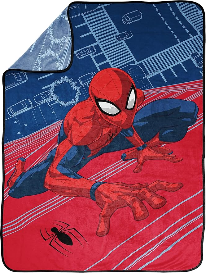 Jay Franco Plush Throw Blanket – 46" x 60" Inch Cartoon Kids Soft & Cozy Fleece Throw for Bedroom & Couch Décor, Official Licensed Product, Red - Spiderman