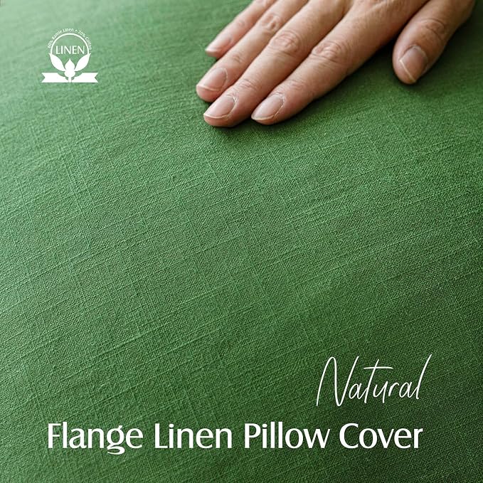 Foindtower Pack of 2, Decorative Linen Solid Throw Pillow Covers Soft Accent Euro Cushion Case Boho Farmhouse Pillowcase for Chair Couch Sofa Bedroom Living Room Home Decor 20 x 20 Inch Forest Green