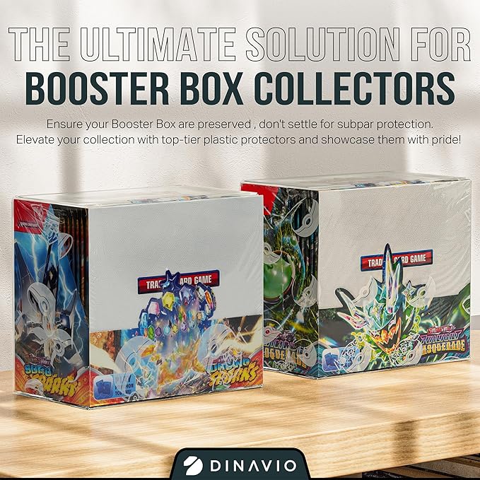 Dinavio Crafthouse Plastic PKMN Booster Box Protector 10 Pack - Booster Box Case Display Protectors - Compatible with English PKMN Booster Boxes - 0.5mm Thick (Pack of 10)