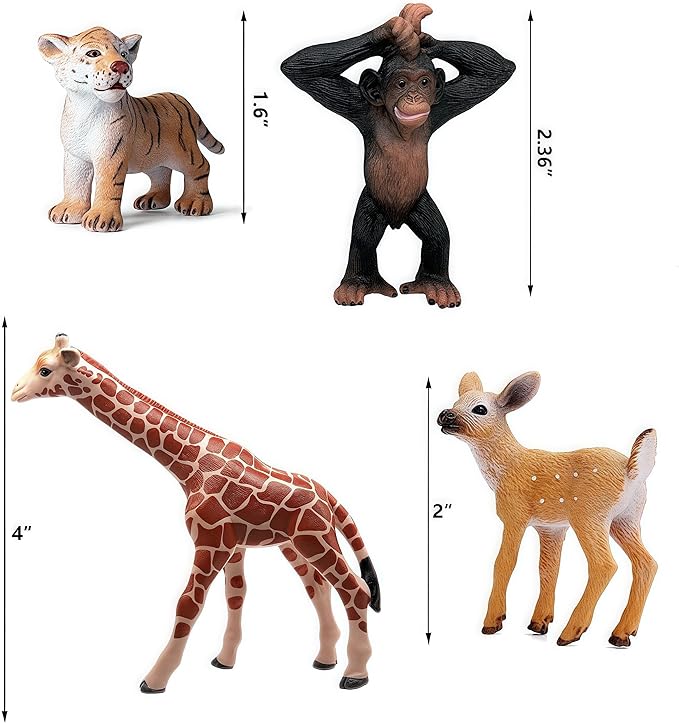Gemini&Genius 9Pcs Wild Animal Cub Toys Kit for Kids, Jungle Animal Cub Toy Figures, Toy Gifts for Kids, Wildlife Toys, Cake Toppers, Realistic Soild Plasitc Figurines