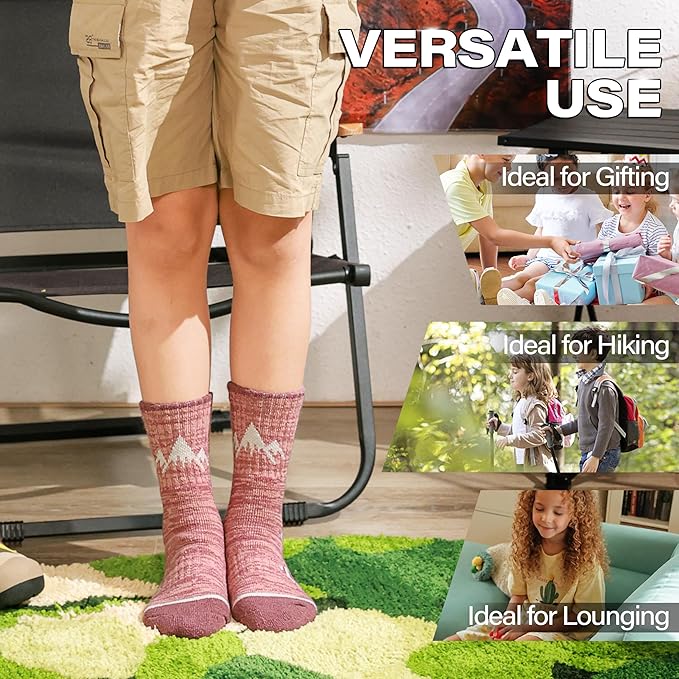 ANTSANG Kids Toddlers Boys Girls Merino Wool Hiking Athletic Thermal Warm Winter Socks