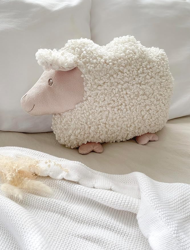 MON AMI Lamb Shaped Pillow – 13.5x12”, Sheep Stuffed Toy, Plush Stuffed Hugging Pillow, Decorative Cushion for Child’s Nursery, Cute Room Décor