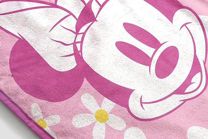 Jay Franco Kids Plush Throw Blanket – Soft & Cozy Fleece Throw for Bedroom & Couch Décor, Official Licensed Product, Pink - Minnie Mouse, 40x50 - Travel Blanket