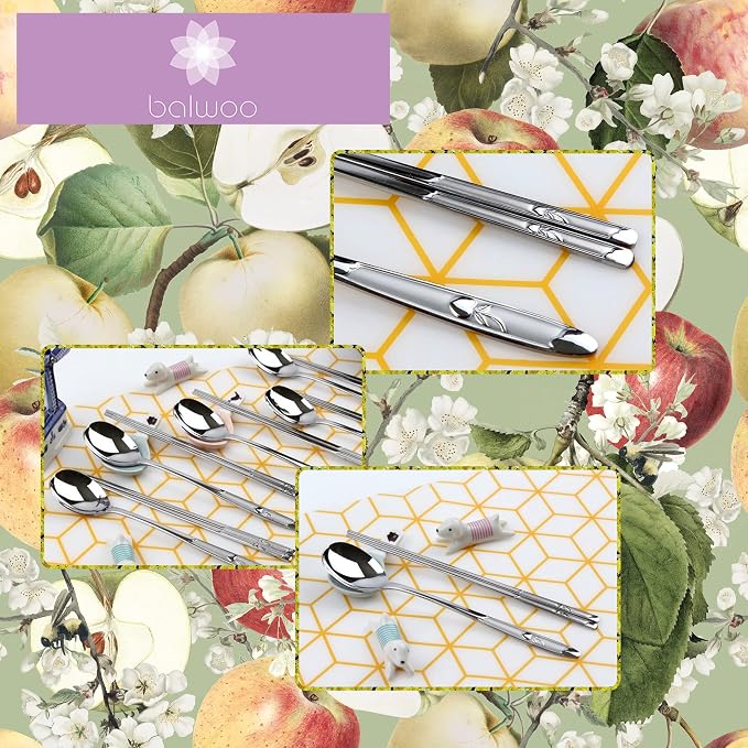 Korean Style Soup Spoon - 8.5 inch Premium Stainless Steel Dessert & Dinner Spoons (6 Pcs, Made in Korea)