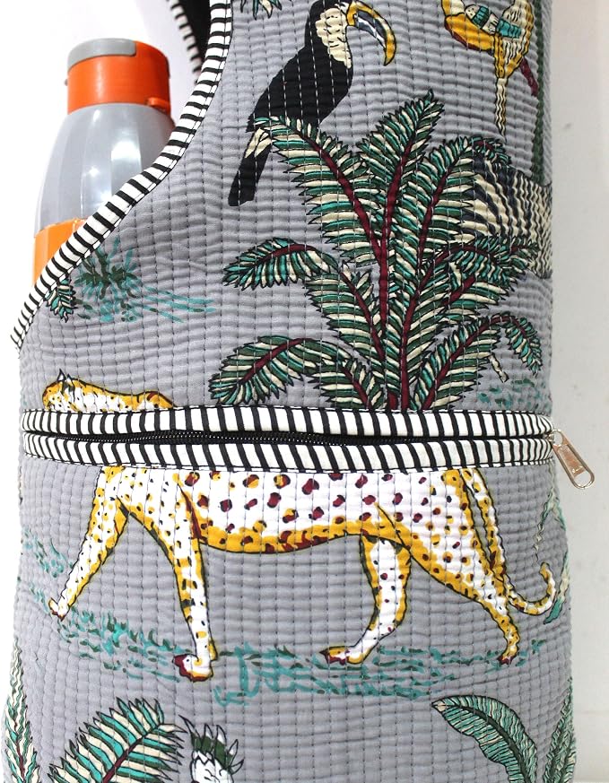 INDIAN CRAFT CASTLE Yoga Mat Bag | Tote Mat Bag | Sling Yoga Tote w/Large Side Pocket & Zipper Pocket | Yoga Mat Carrier Fits Most Size Mats