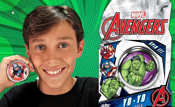 JA-RU Marvel Avengers & Spiderman Beginner Yoyo (4 Yoyos) Super Hero Yoyo for Kids, Boys & Girls. Auto Return & Responsive Yoyo. String Trick. Classic Vintage Toy Gifts & Stocking Stuffers. 6806-4