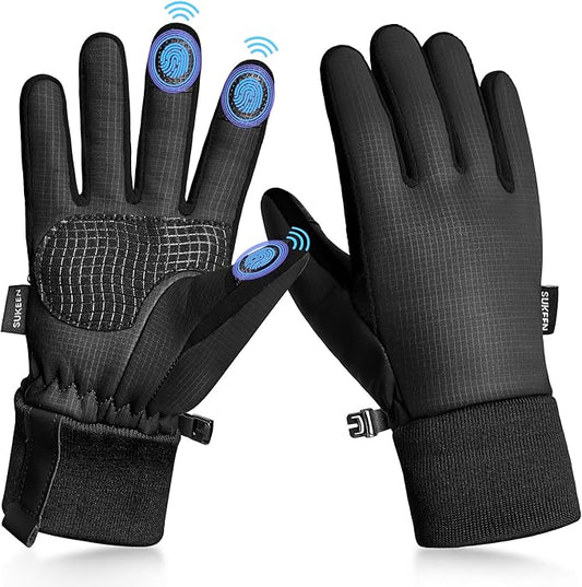 Sukeen Kids Winter Warm Gloves for Boys Girls Windproof PU Cold Weather Gloves Aged 4-14 Anti-Slip Gloves for Cycling Outdoor
