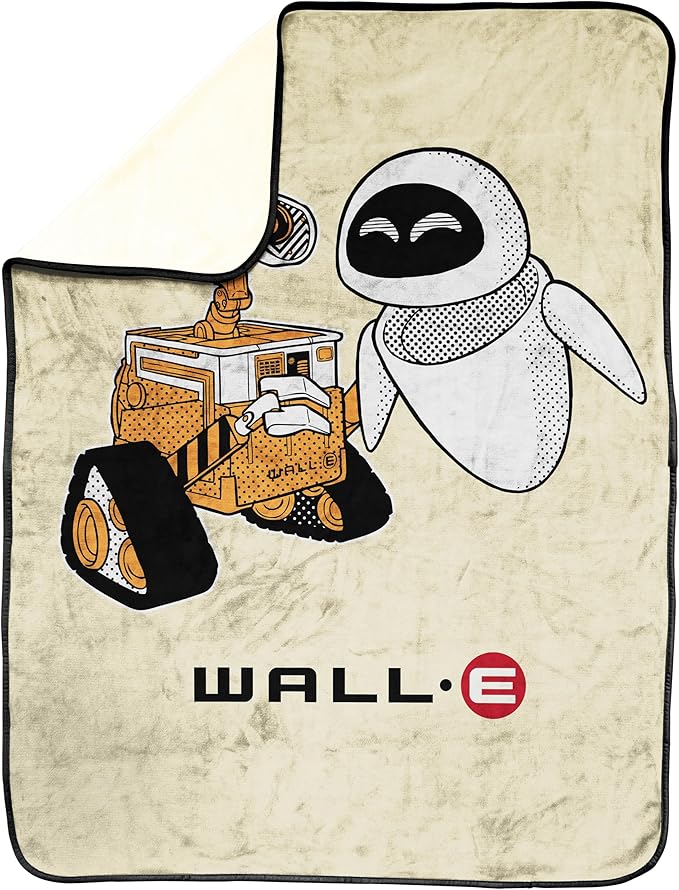 Jay Franco Kids Plush Throw Blanket – Soft & Cozy Fleece Throw for Bedroom & Couch Décor, Official Licensed Product, Beige - Wall-E, 40x50 - Travel Blanket