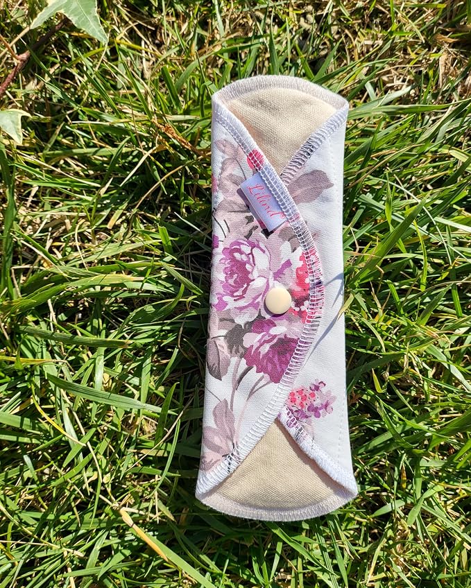Lilind® 6 Pack Everyday Pantyliners, Organic Cloth Pads, Reusable Menstrual Sanitary Napkins, 100% Cotton, Random Flowers