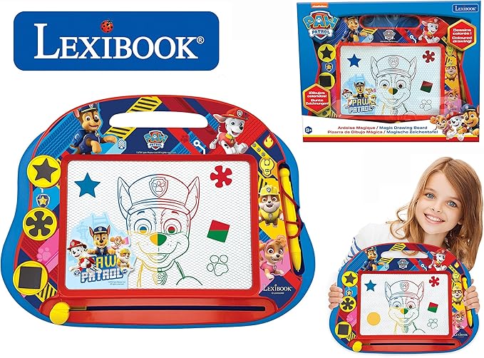 Lexibook Paw Patrol Multicolor Magic Magnetic Drawing Board, Artistic Creative Toy for Girls and Boys, Stylus Pen and Stamps, Red/Blue, CRPA550
