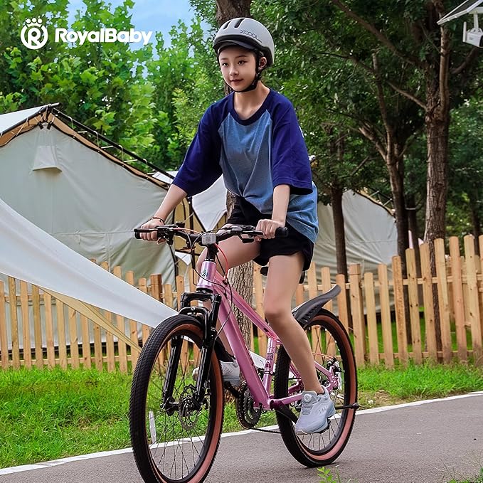 RoyalBaby Kids Mountain Bike for Boys and Girls, Ultra-Light Aluminum 20-26 Inch Wheel Bicycle for 6-14 Years Old Children, 7/21-Speeds Drivetrain