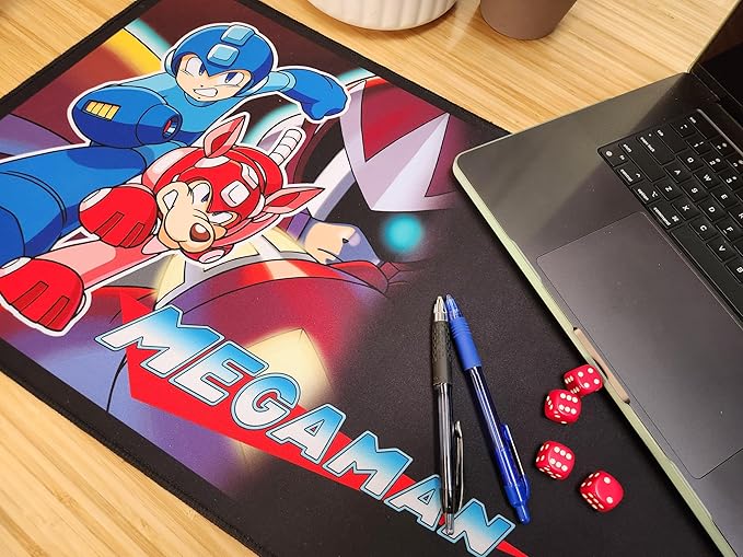 Megaman KV3 Playmat, Multi-Functional playmat Serves as Surface for Gaming Comfort and as a Protective Layer for Your Cards, Game Pieces and Table, Made from neoprenepolyester Fabric