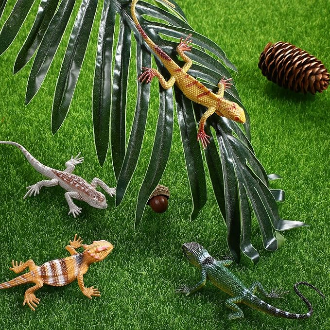 Gejoy 24 Piece Plastic Lizards for Kids Colorful Plastic Artificial Lizard Toys Action Figure Educational Toys for Kids Adults Gifts, 12 Designs