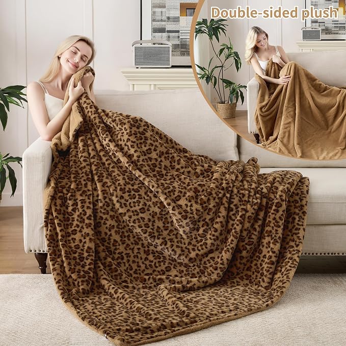 GALMAXS7 Cheetah Print Throw Blanket, Double-Sided Plush Faux Fur, 60"x80" | 500GSM Faux Fur,Double-Sided Leopard Design,Ultra Soft Plush Feel,All Season Cozy Blanket,No Shedding,Machine Washable