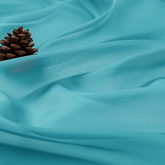 OWENIE Turquoise Sheer Curtains 72 Inches Long 2 Panels Set, Transparent Voile Sheer Curtain for Living Room Bedroom Window Sliding Glass Door Treatment, 59 x 72 Inch, Turquoise