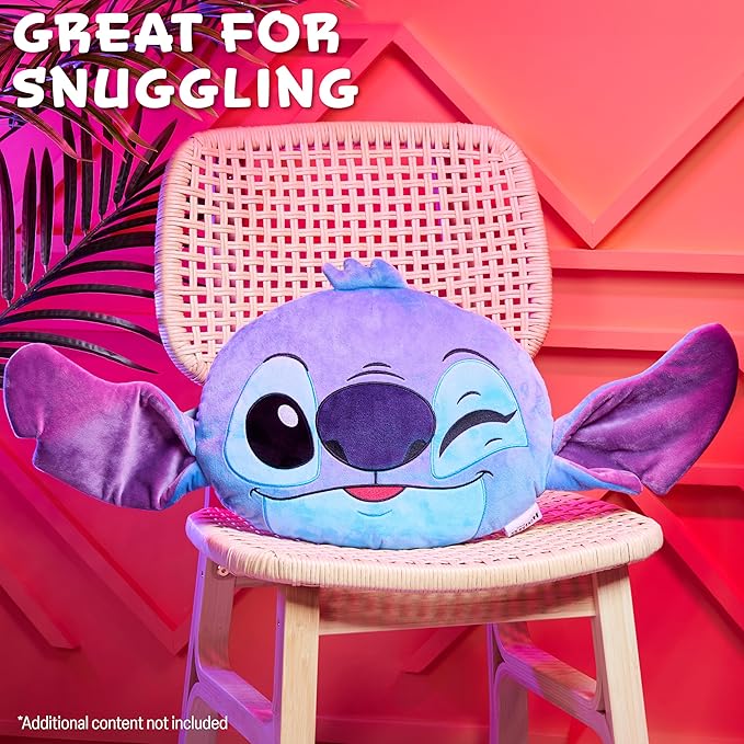 Disney Stitch 3D Plush Cushions for Bed Travel, Cute Cuddle Pillow Stuffed Character Pillow, Bedroom Accessories, Room Decor, Gifts for Kids (Blue/Purple Stitch, L14.17 x W11.81)