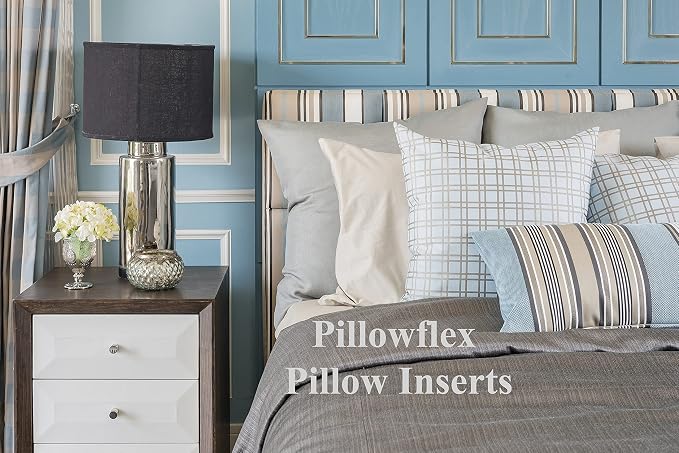 Pillowflex Synthetic Down Pillow Insert 20x30 in - Karate Chop Pillow | Set of 2 - Large Rectangle Sham Forms, Plush Polyester Cotton Blend, Cloud-Like Comfort, Clump-Resistant Fill, Smooth Finish
