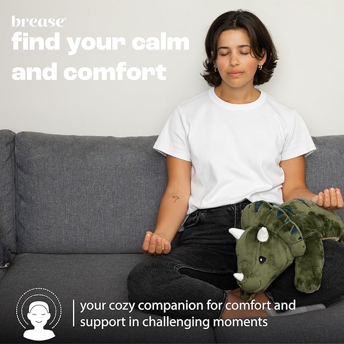 Brease Weighted Stuffed Animal - Green Dinosaur 25", 5 lbs, Weighted Plush