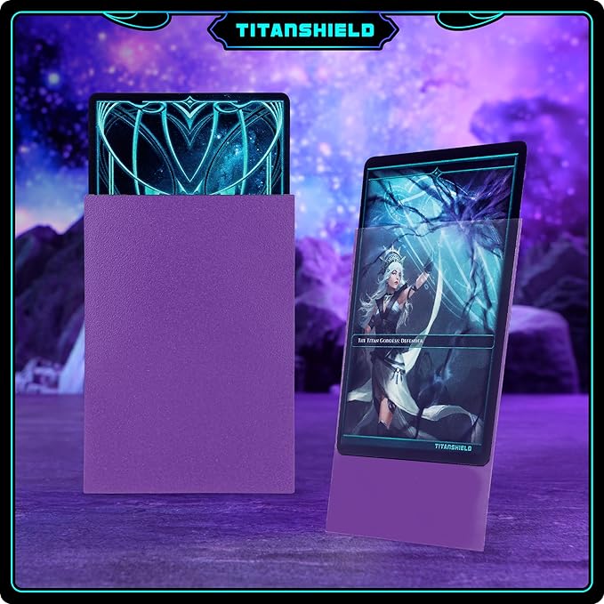 TitanShield Premium Card Sleeves | Compatible with Pokemon, One Piece, Lorcana, Flesh & Blood, & Magic The Gathering MTG | (150 Sleeves - Standard) (1, Purple, Standard | 66x91mm)