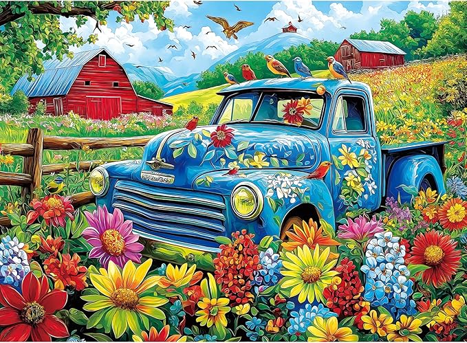 500 Piece Jigsaw Puzzle for Adults & Kids - Songbirds on The Farm - Eco-Friendly Recycled Cardboard Large Piece Puzzle - Perfect Family Activity & Gift Idea for Friends and Seniors 23x15 Inch