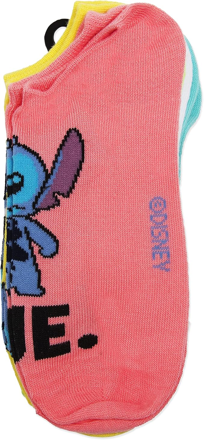 Disney Women's Lilo & Stitch 5 Pack No Show Socks