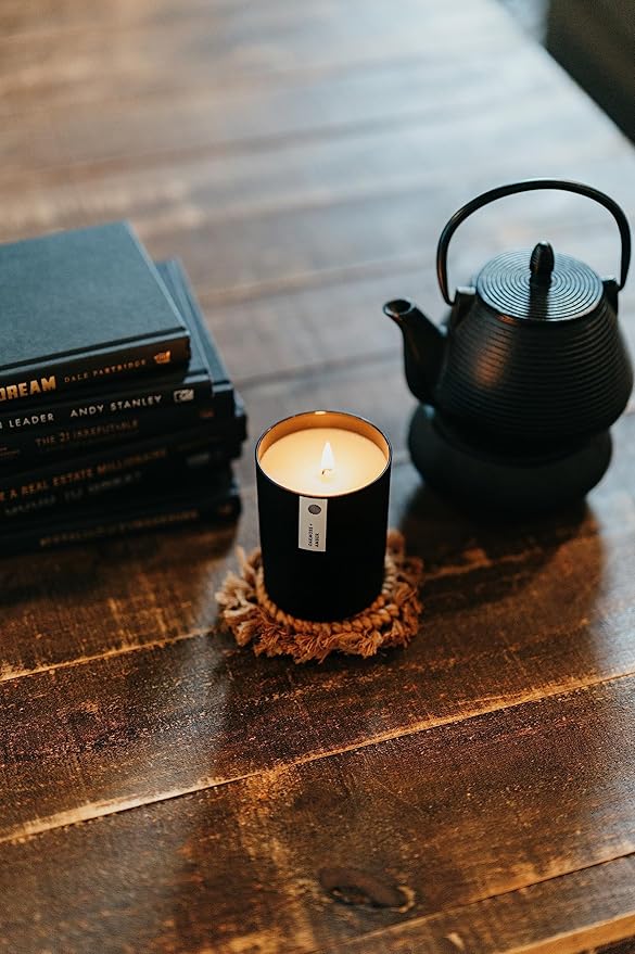 Calyan Wax Co. Home & Holiday Scented Candle - 75 Hour Burn - Luxury Clean Soy Wax Candles - Long Lasting Black Tumbler Jar Candle for Home - 10.2oz