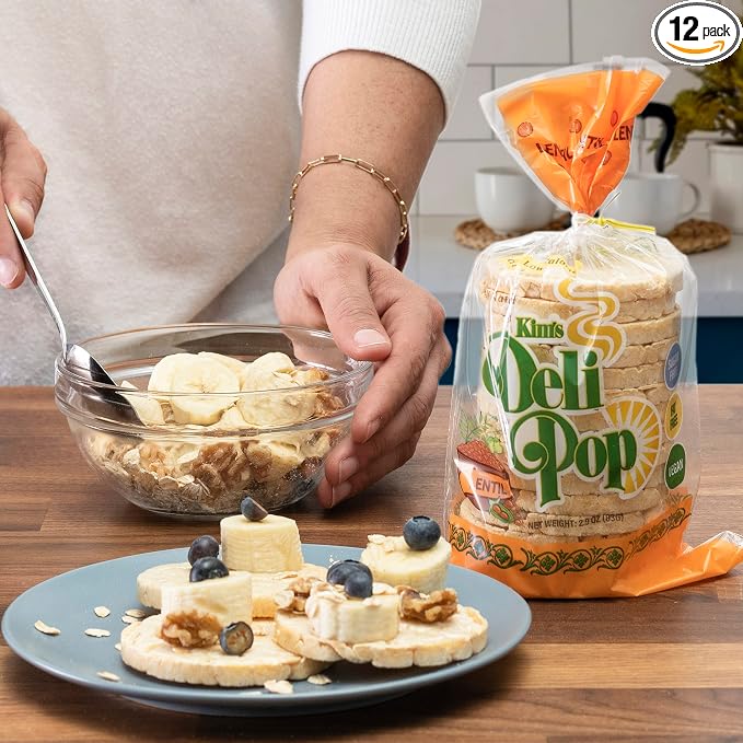 Deli Pop Grain Cakes 12 Pack | Lentil Flavor | 15 cakes per pack | Multigrain, Natural Vegan | Sugar Free Korean Snack | Low Calorie, Low Fat, Gluten Free Ingredients (Lentil Flavor)