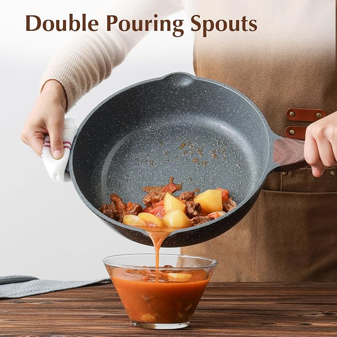 SENSARTE Nonstick Deep Frying Pan Skillet, 12-inch Saute Pan with Lid, Stay-cool Handle, Chef Pan Healthy Stone Cookware Cooking Pan, Induction Compatible, PFOA Free