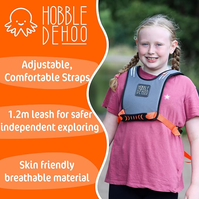 Hobble De Hoo XL Autism Safety Harness for Kids & Teens 7+ | Walking Safety Vest with Grab Handles & Reflective Strips