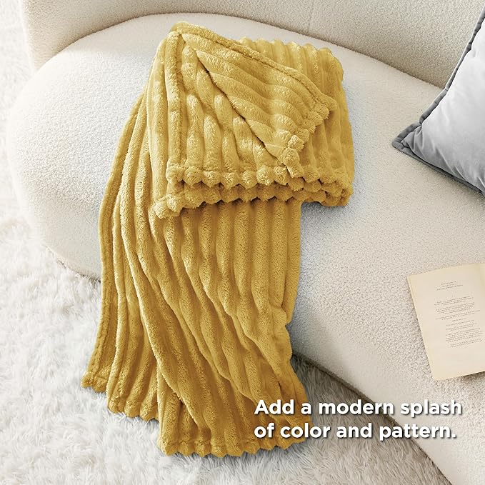 Bedsure GentleSoft Yellow Throw Blanket for Couch - Super Soft Cozy Blankets for Women, Cute Small Blanket for Girls, 50x70 Inches
