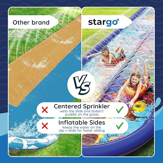 Undersea Water Dual Slip and Slide - 18 Feet X 5 Feet Slip and Slide with Splash Pad and Sprinkler, Water Slide with Inflatable Body Boards - Kids Water Fun