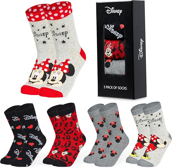 Disney Stitch Socks Gifts for Women Teens, US Size 4-9, Baby Yoda Pack of 5 Fuzzy Casual Crew Socks for Home Sleep Winter
