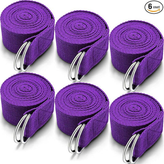 6 Pcs Yoga Strap for Stretching 8 ft Yoga Exercise Adjustable Straps Bands with Safe D Ring Buckle for Pilates, Gym Workouts, Fitness, Physical Exercise, Dance, Improve Flexibility