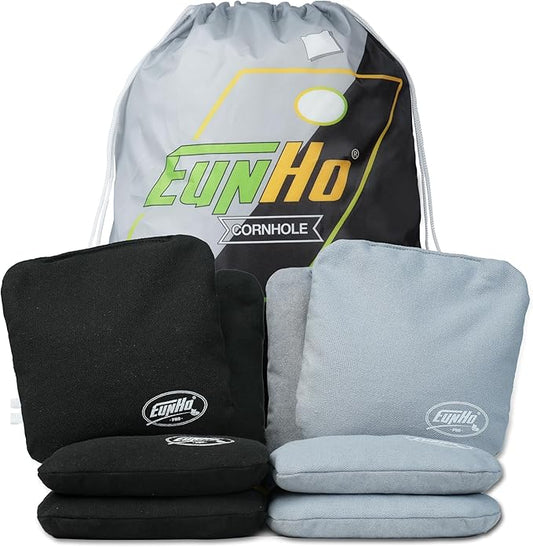 EunHo Regulation Cornhole Bags Set of 8 - Dual Sided Slick and Stick Cornhole Bean Bags for Tossing Game Professional All Weather Pro Corn Hole Bags with Tote Bag