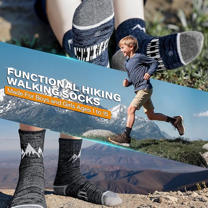 ANTSANG Kids Toddlers Boys Girls Merino Wool Hiking Athletic Thermal Warm Winter Socks