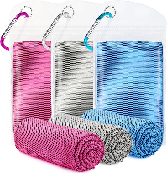 Amgico 3 Pack Cooling Towel(40"x12") for Neck and face, Ice Towel, Soft Breathable Towels, Cooling Rags for Yoga, Sport, Running, Workout, Gym, Camping, Fitness, Workout & More
