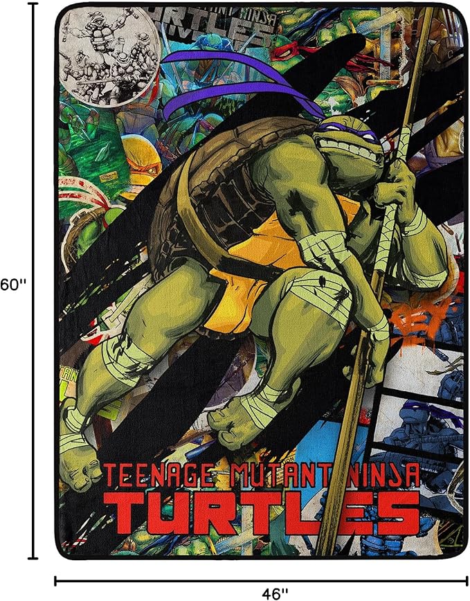 Northwest Teenage Mutant Ninja Turtles Micro Raschel Throw Blanket, 46" x 60", Dashing Donnie