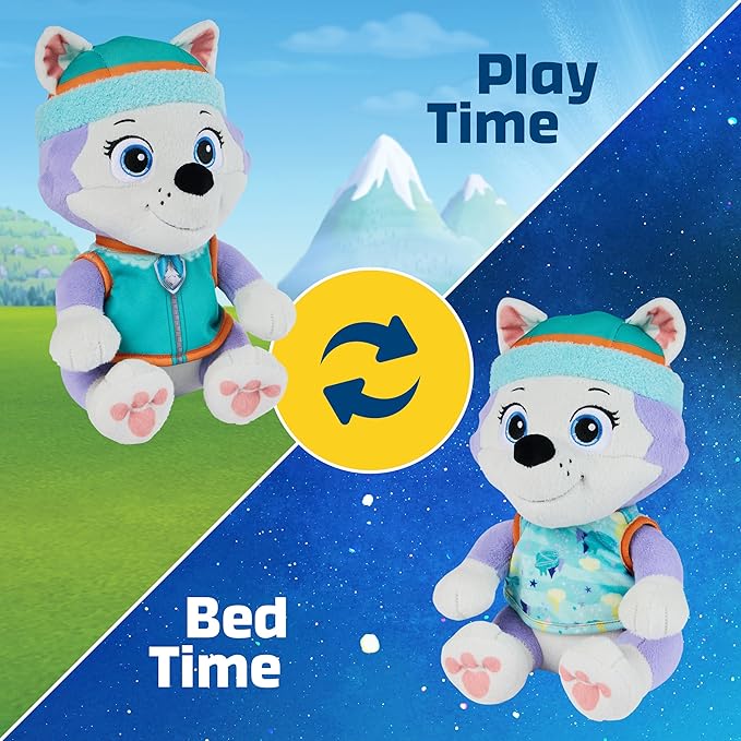PAW Patrol, Bedtime Plush Everest, 10-Inch Stuffed Animal with Reversible Outfit, Kids Toys for Boys & Girls Ages 3 and Up