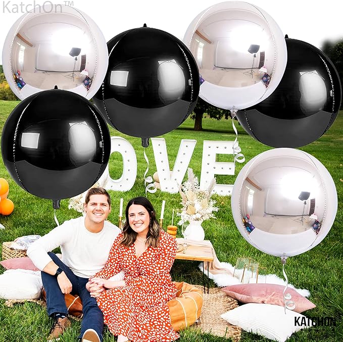 KatchOn, Large Black and Silver Balloon - 22 Inch, Pack of 6 | Black and Silver Mylar Balloons for Graduation Decorations 2026 | Birthday, Bachelorette Party Decorations | Graduation Balloons
