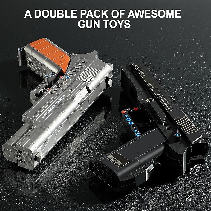 M1911 & USP Building Blocks Guns Compatible with Lego - 1:1 Scale Model Pistol Building Sets with Trigger Action, Ideal Gift for Boys Kids Ages 8+, Adults & Collectors