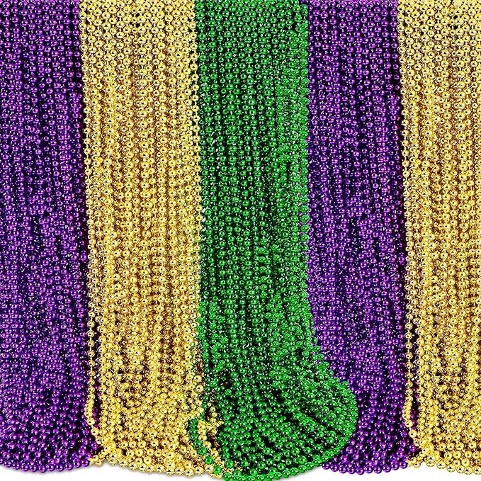 Moon Boat 100PCS Mardi Gras Beads Bulk Carnival Accessories for Party Favors Decorations Festival Parades