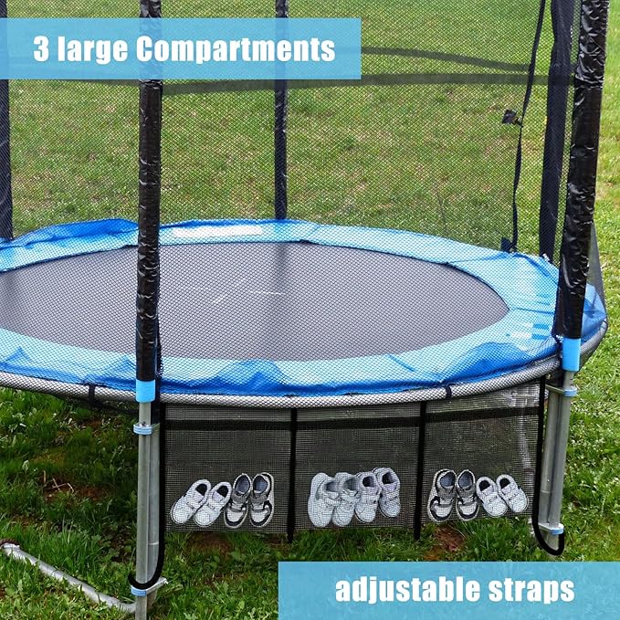 Nuenen 2 Pieces Trampoline Shoes Bag Holder 3 Pouch Trampoline Storage Mesh Bag with 4 Straps Trampolinturnen Shoe Holder Indoor Fitness Shoes Organizer Trampolinturnen Equipment Accessories