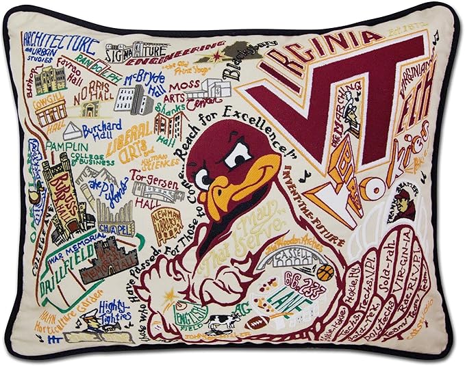 Catstudio Virginia Tech Collegiate Embroidered Decorative Throw Pillow