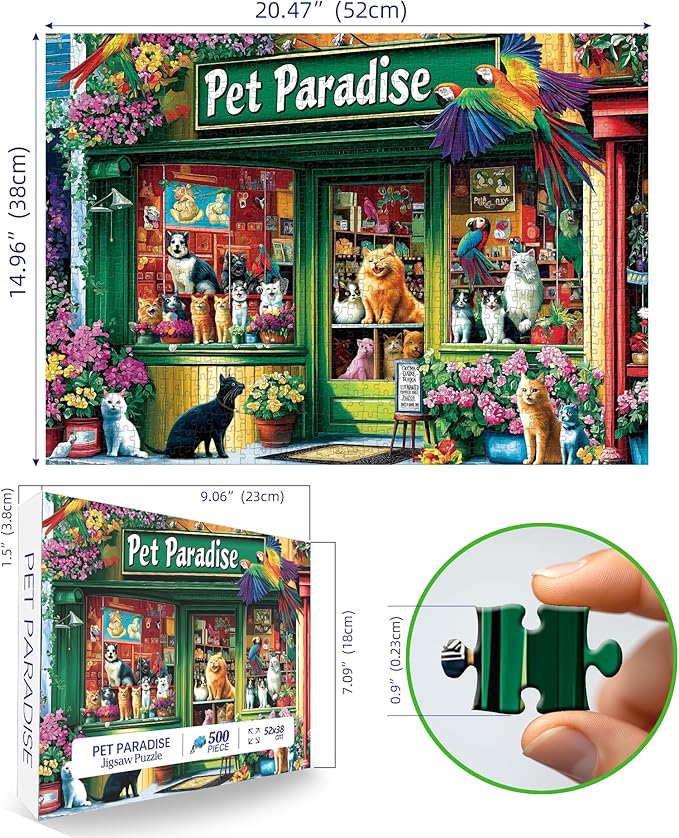 500 Piece Jigsaw Puzzle - Relaxing Pet Shop Scene for Adults | Challenging Family Activity | Great for Fun & Leisure (Finished Size: 23 x 15 inches)