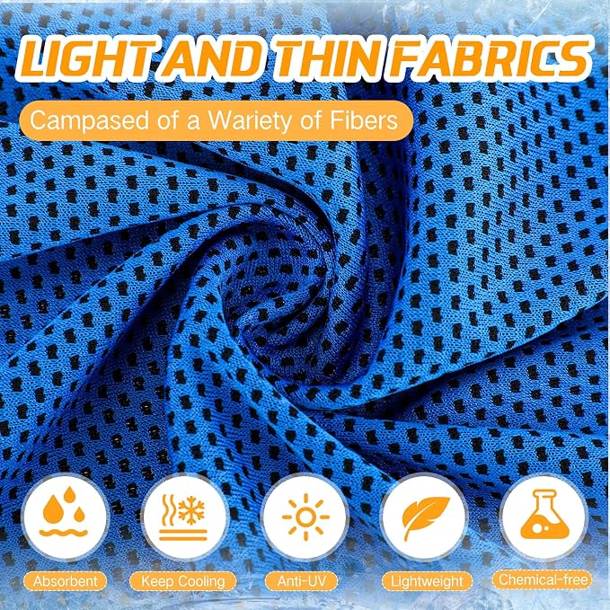 BBTO 80 Pcs 32 x 12 Inch Microfiber Cooling Towels, Ice Cold Towel for Neck and Face Breathable Chilly for Yoga, Sport, Gym, Workout, Camping and More Activities(Gray and Blue)