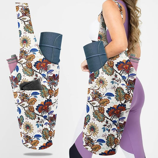 Yoga Mat Bag Yoga Tote Bag with Large Pocket and Zipper Pocket Yoga Mat Bag Carrier Fit Most Size Mats and All You Stuff