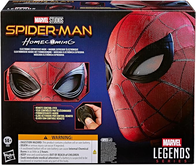 Spider-Man Marvel Legends Series Homecoming Electronic Expressive Mask, Premium Interactive Roleplay Gear for Adults
